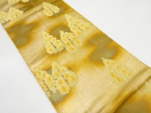 アンティーク　樹木模様織り出し暈し袋帯（着用可）